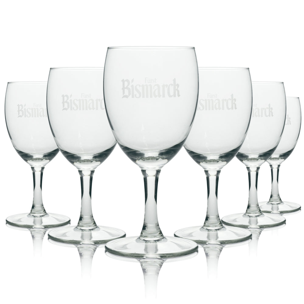 6x Bismarck Wasser Glas Wasserkelch weße Schrift rastal 19cl