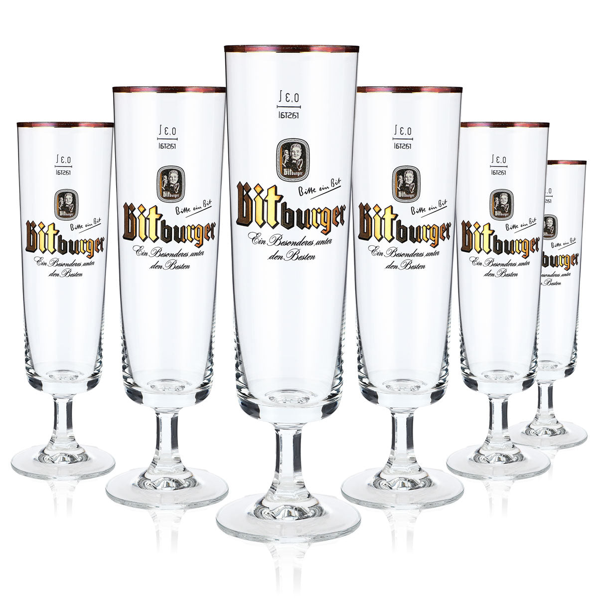 6x Bitburger Bier Bierglas Gläser Exclusive Tulpen Glas 0,3 Goldrand – Ansicht 5
