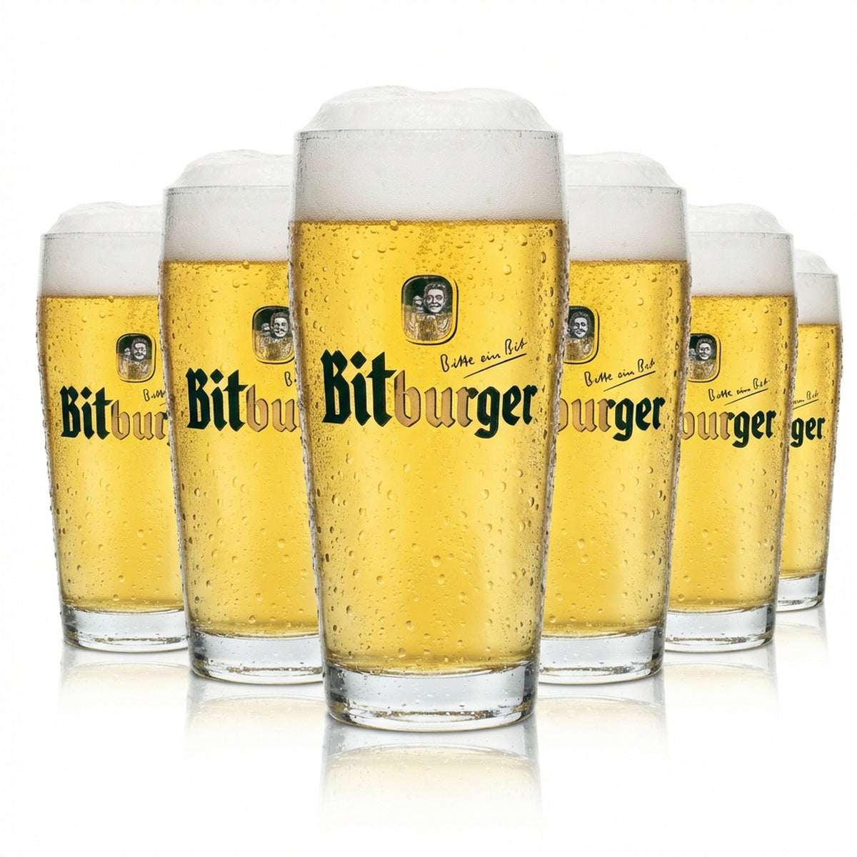 6x Bitburger Bier Glas 0,25l Willi Becher Sahm Pils Gläser Willy Cup Brauerei