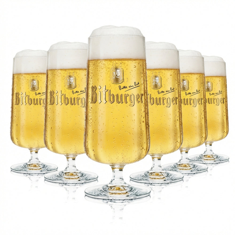 6x Bitburger Bier Glas 0,3l Pokal Rastal