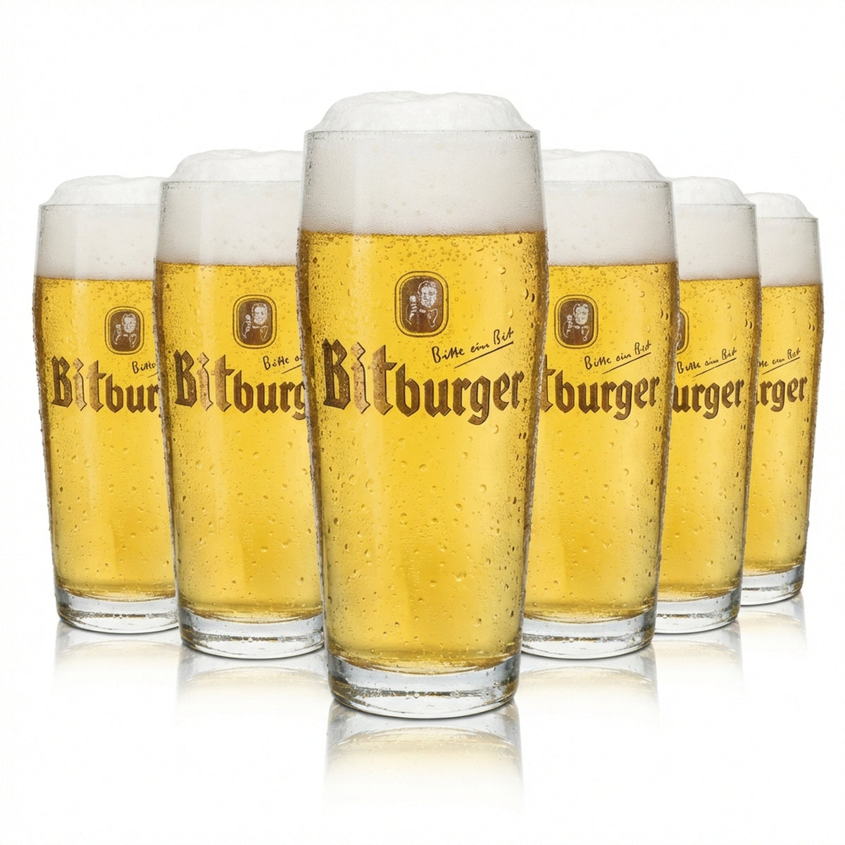 6x Bitburger Bier Glas 0,5l Willibecher