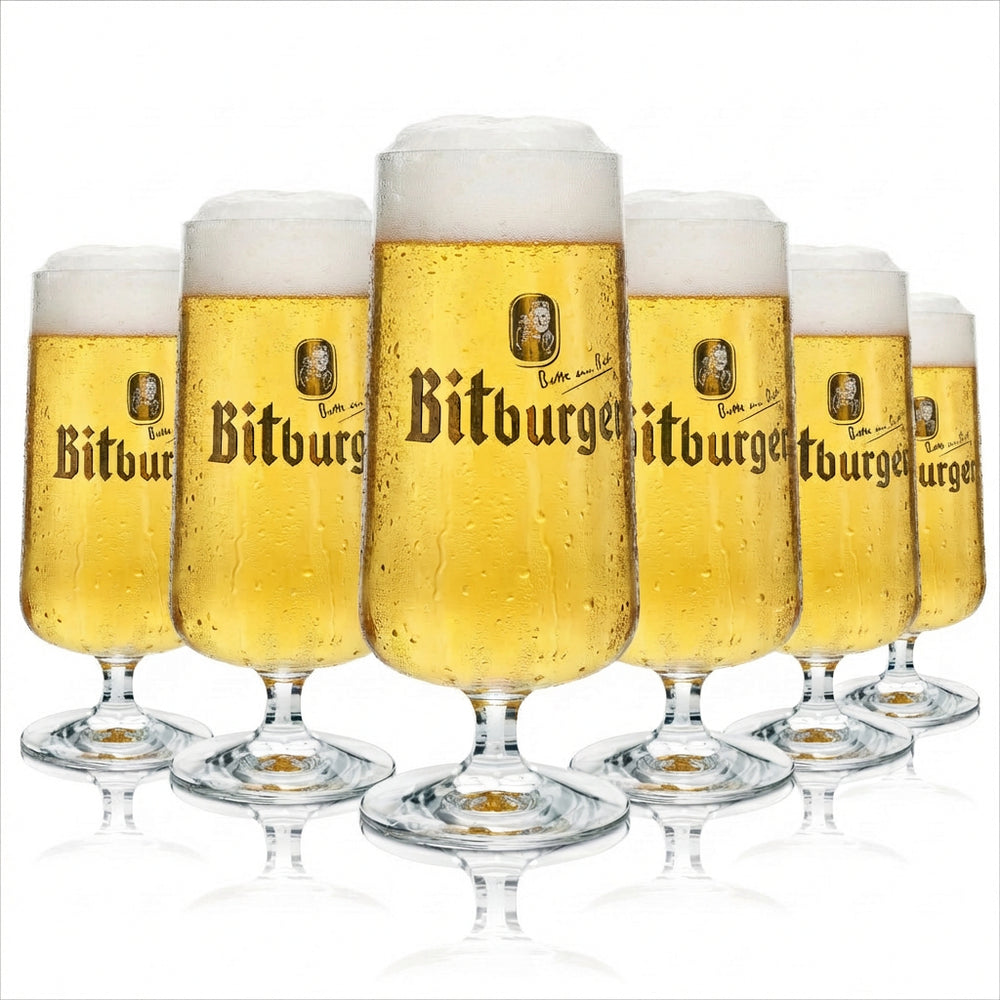 6x Bitburger Bier Glas Exclusiv Pokal 500ml rastal