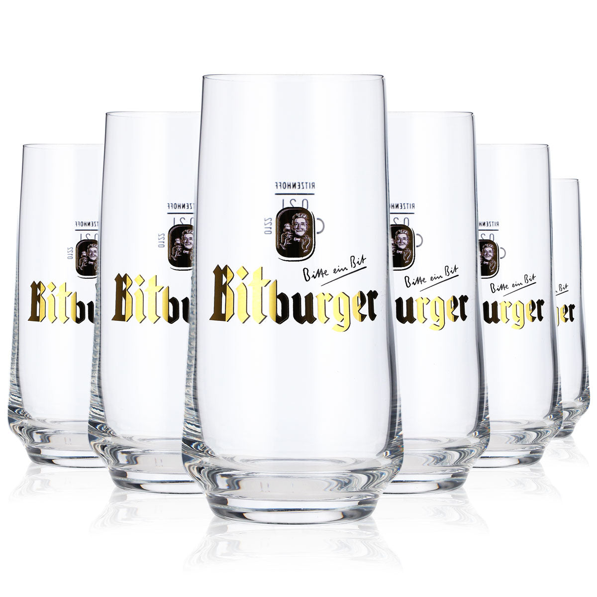6x Bitburger Bier Glas Gläser 0,2l Bit-Becher Bauchform Ritzenhoff – Ansicht 2