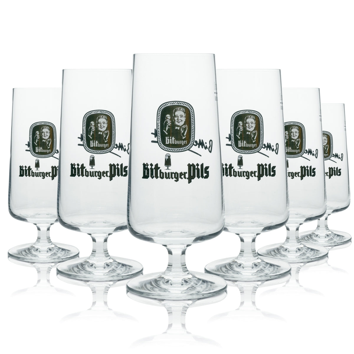 6x Bitburger Bier Glas Pokal Pils "Bitte ein Bit" rastal 300ml