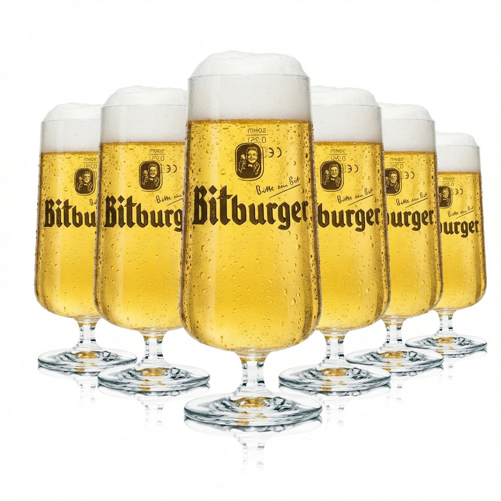 6x Bitburger Glas 0,25l Pokal Tulpe Bier Pils Gläser Gastro Geeicht Kneipe Bar