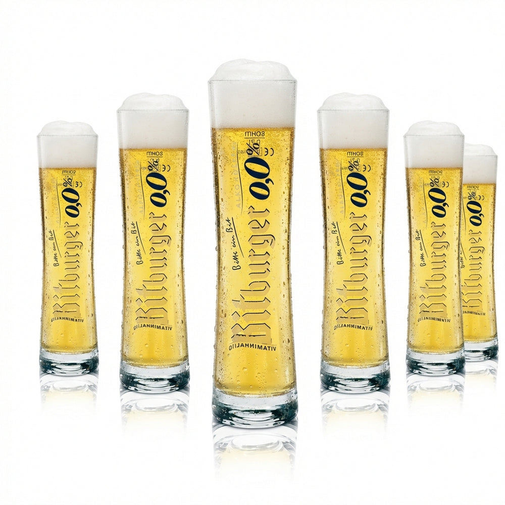 6x Bitburger Glas 0,2l Bier Pokal Stange Alkoholfrei 0,0 Gläser Gastro Brauerei
