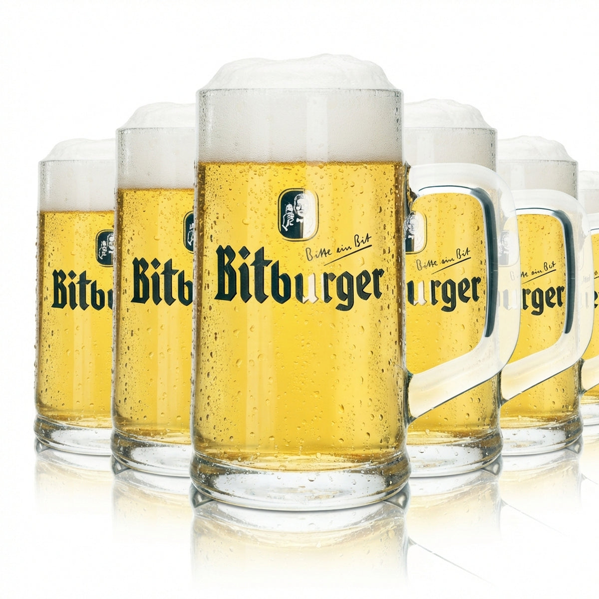 6x Bitburger Glas 0,5l Krug Seidel Humpen Bier Pils Henkel Gläser Gastro Kneipe