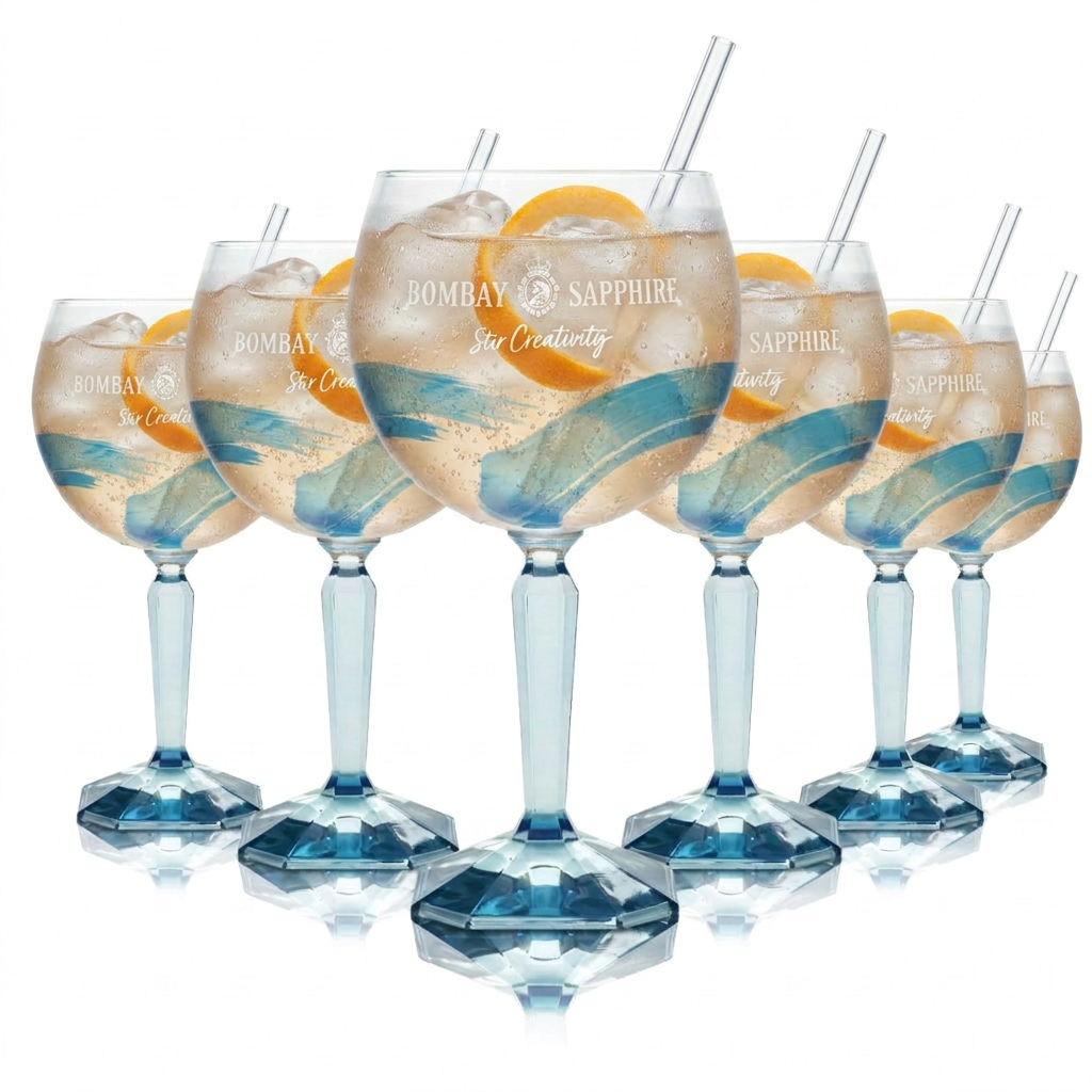 6x Bombay Sapphire Gin Glas Stir Creativity 68cl Gläser Sonderedition Ballon Bar