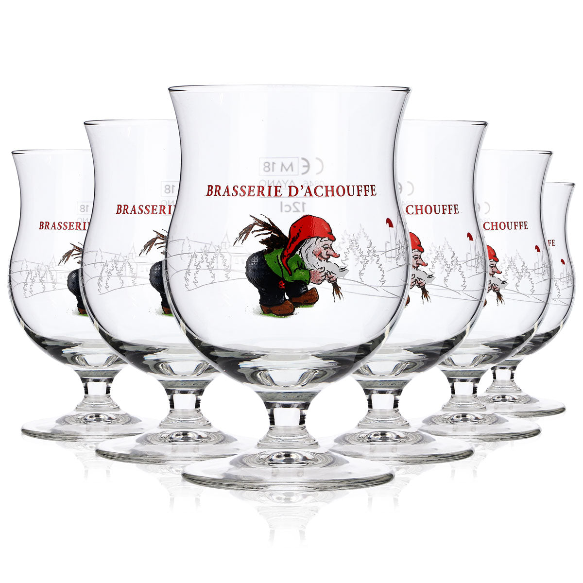 6x Brasserie D'Achouffe Bier Glas Tastingglas Empfangsglas 0,12l Pokal "Zwerg"