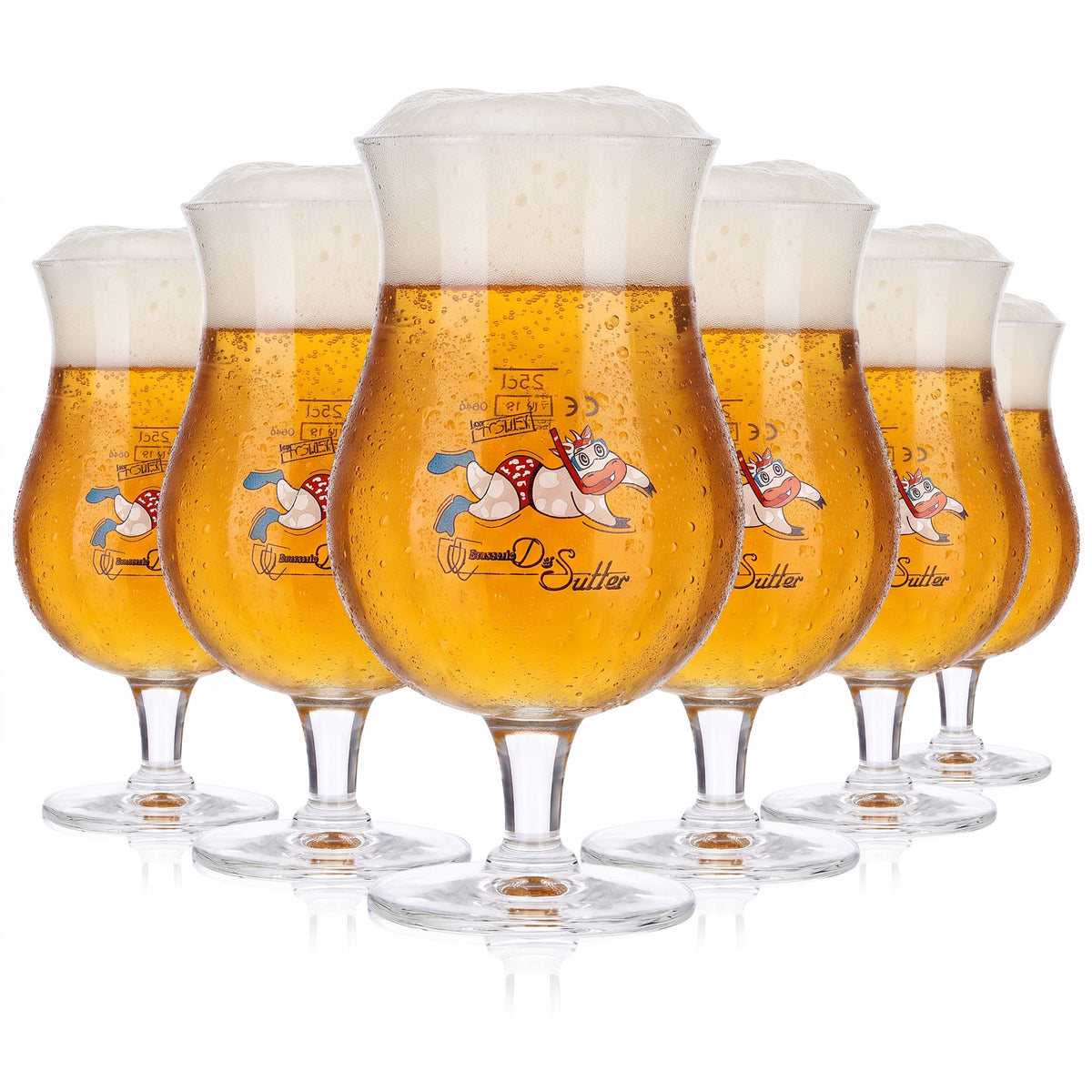6x Brasserie De Sutter Bier Glas 0,25l Craft Beer Glas schwimmende Kuh (6er Set)