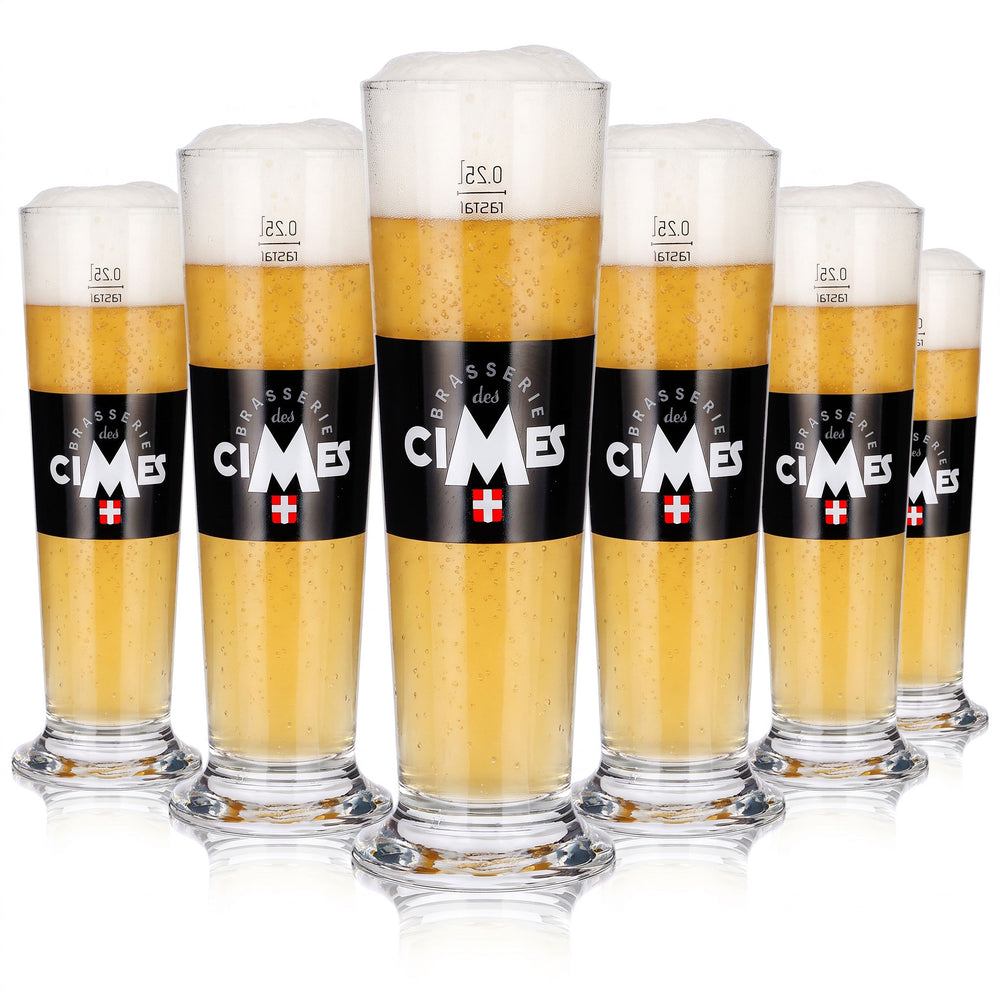 6x Brasserie des cimes Bier Glas 0,25l Pokal Rastal Exclusiv Stange (6er Set)