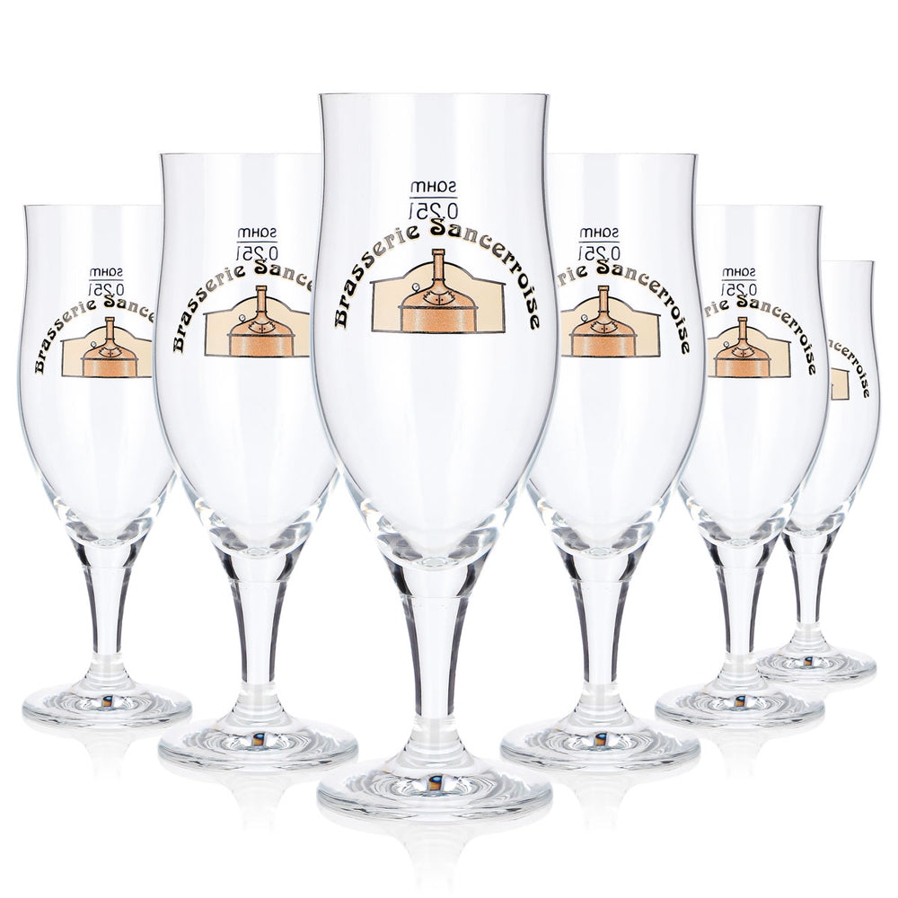 6x Brasserie Sancerroise Bier Glas 0,25l Tulpe braunes Log Pokal Sahm (6er Set)