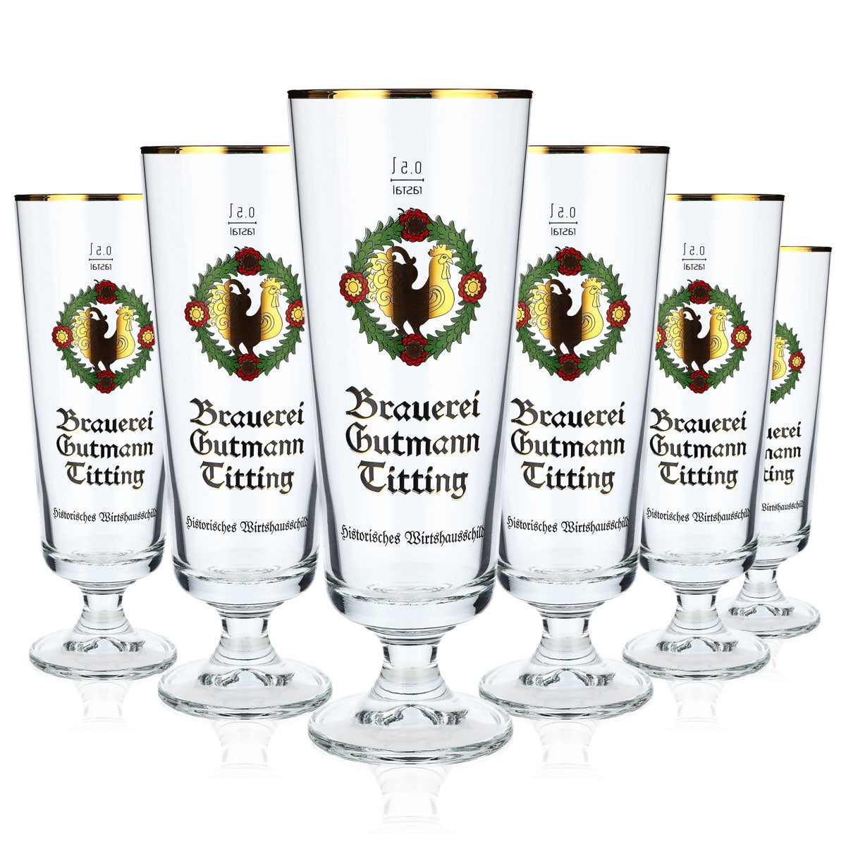 6x Brauerei Gutmann Titting Bier Glas 0,5l Bierpokal Hahn Rastal Brauerstutzen – Ansicht 5