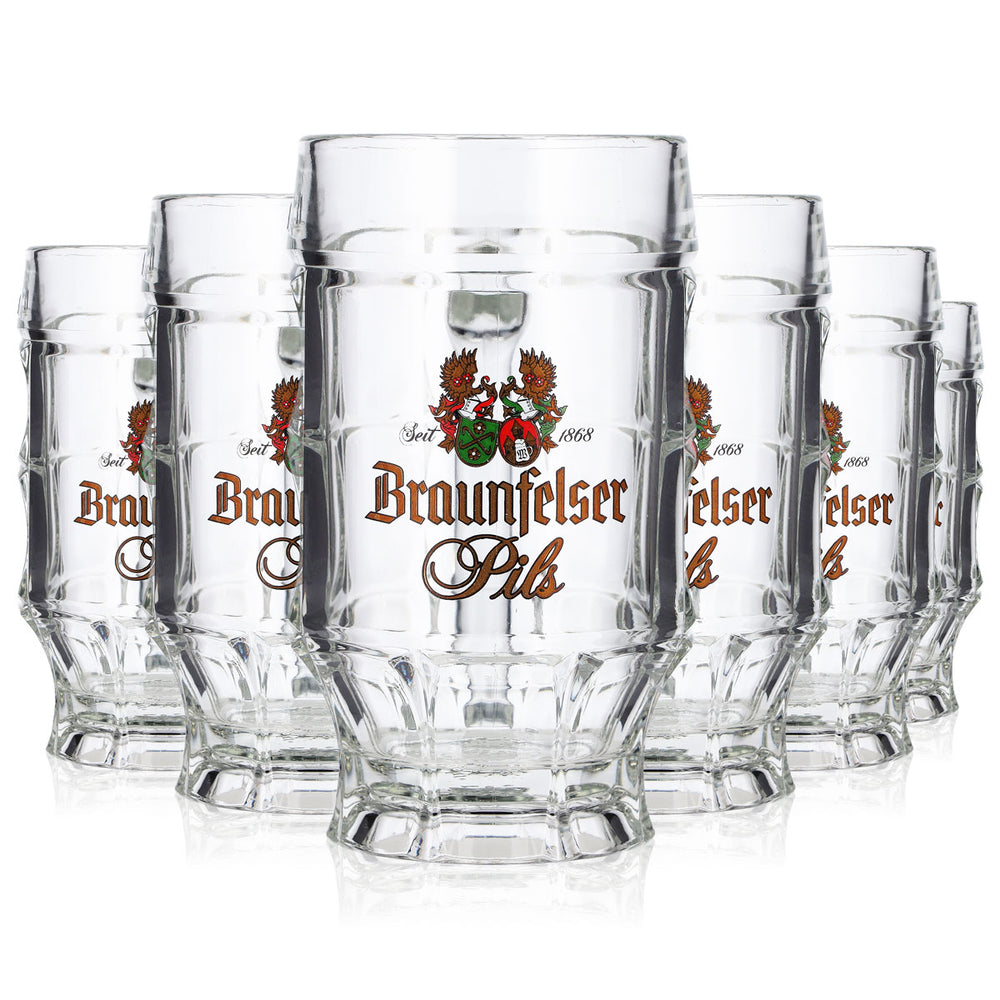 6x Braunfelser Bier Glas 0,3l Krug Sahm Strassburg