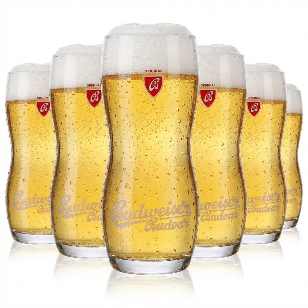 6x Budweiser Bier Glas 0,3L Konturglas Biergläser Designgläser Budvar