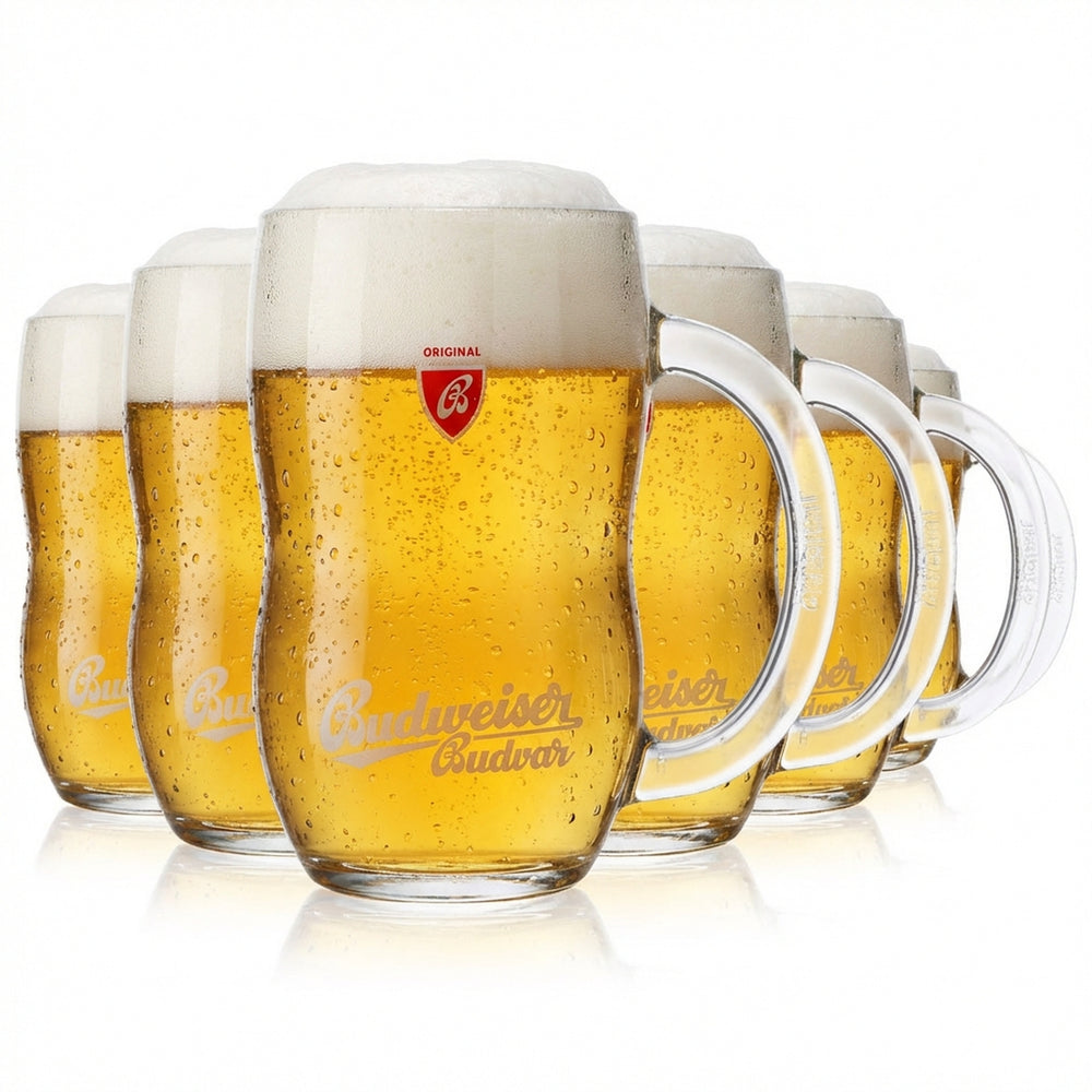 6x Budweiser Bier Glas 0,5l Krug Bierseidel Bierhumpen Konturglas