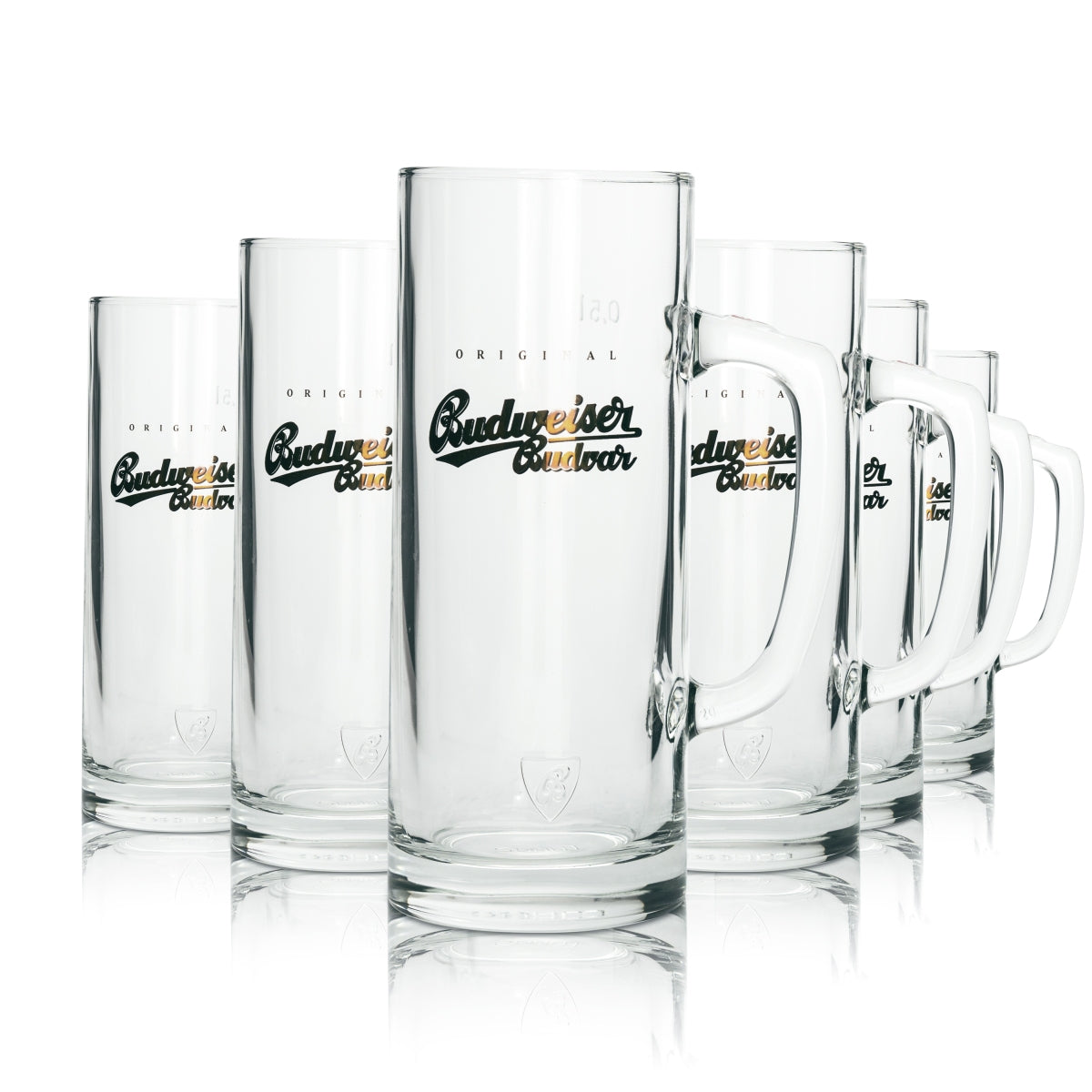 6x Budweiser Bier Glas Krug 0,5l sahm Goldlogo