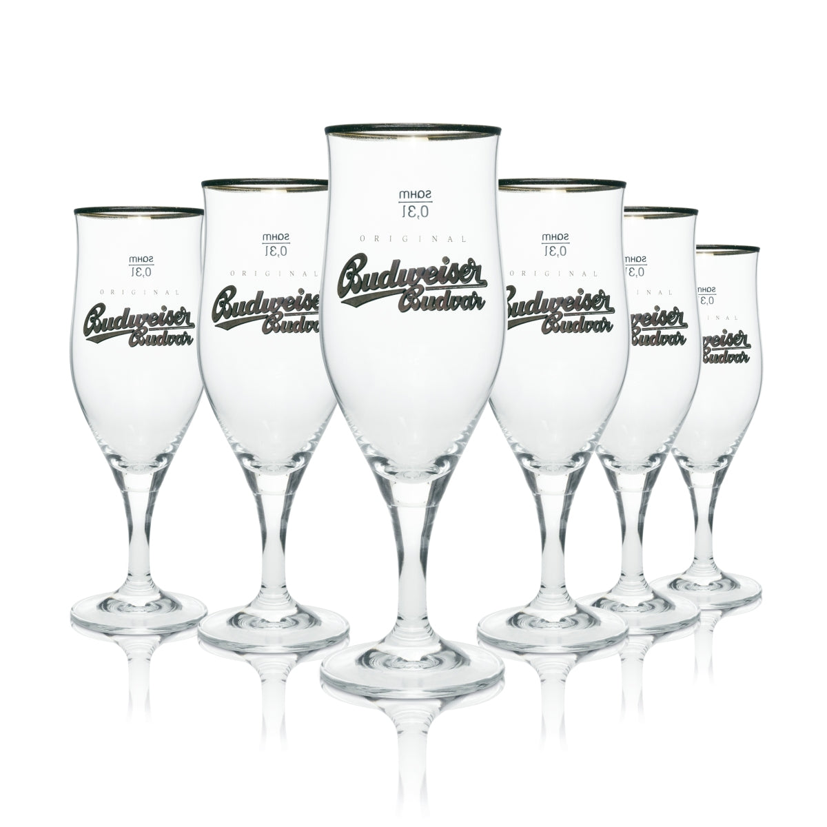 6x Budweiser Bier Glas Original Budweiser Budvar 0,3l Sahm