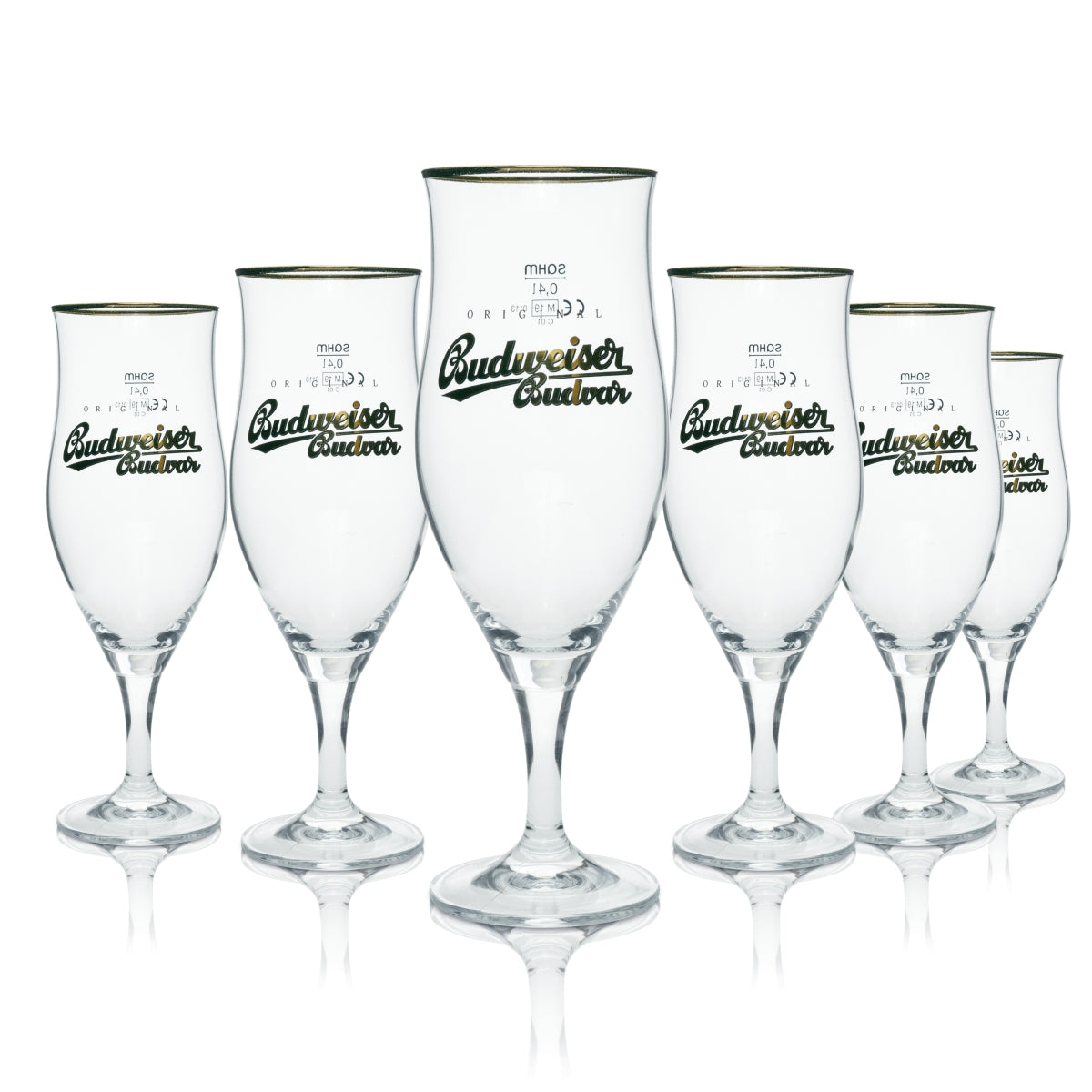 6x Budweiser Bier Glas Original Budweiser Budvar 0,4l Sahm