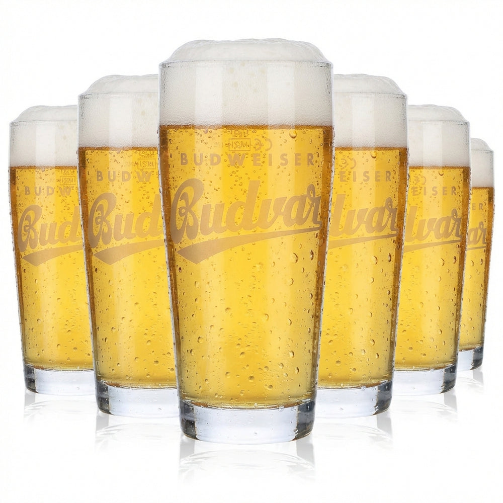 6x Budweiser Bierglas Gläser Biergläser Becher 0,3l Budvar Satiniertes Logo