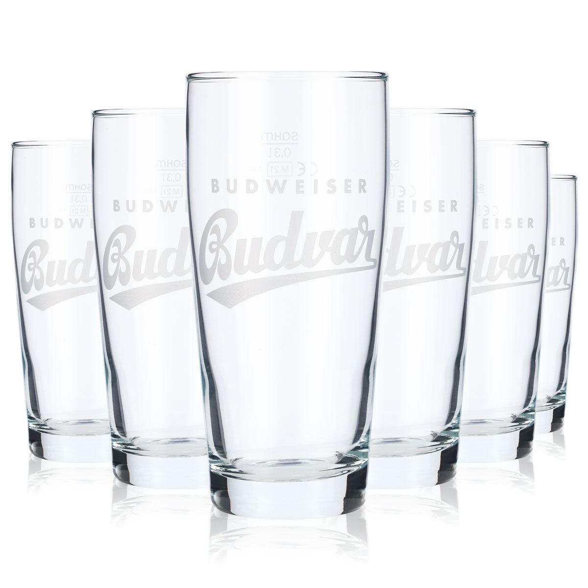 6x Budweiser Bierglas Gläser Biergläser Becher 0,3l Budvar Satiniertes Logo – Ansicht 5