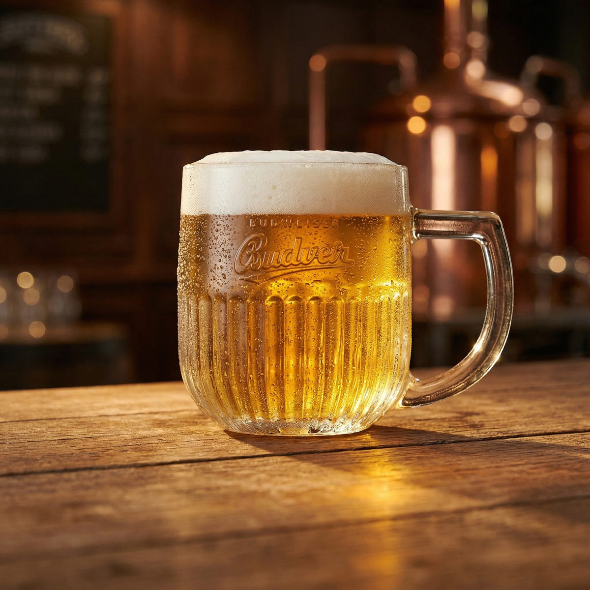 6x Budweiser Budvar Bierglas 0,5l – Relief Krug geeicht robustes 6er Set Gastro – Ansicht 6