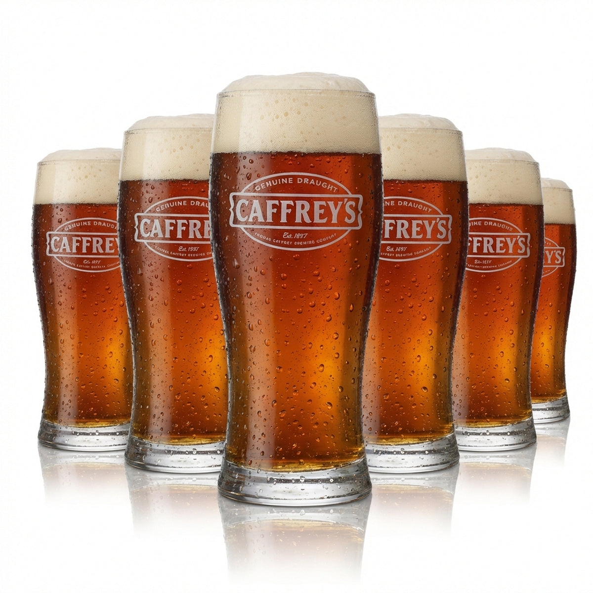6x Caffreys Glas 0,4l Willibecher Pint Biergläser Set Irish Brewery Draught Beer
