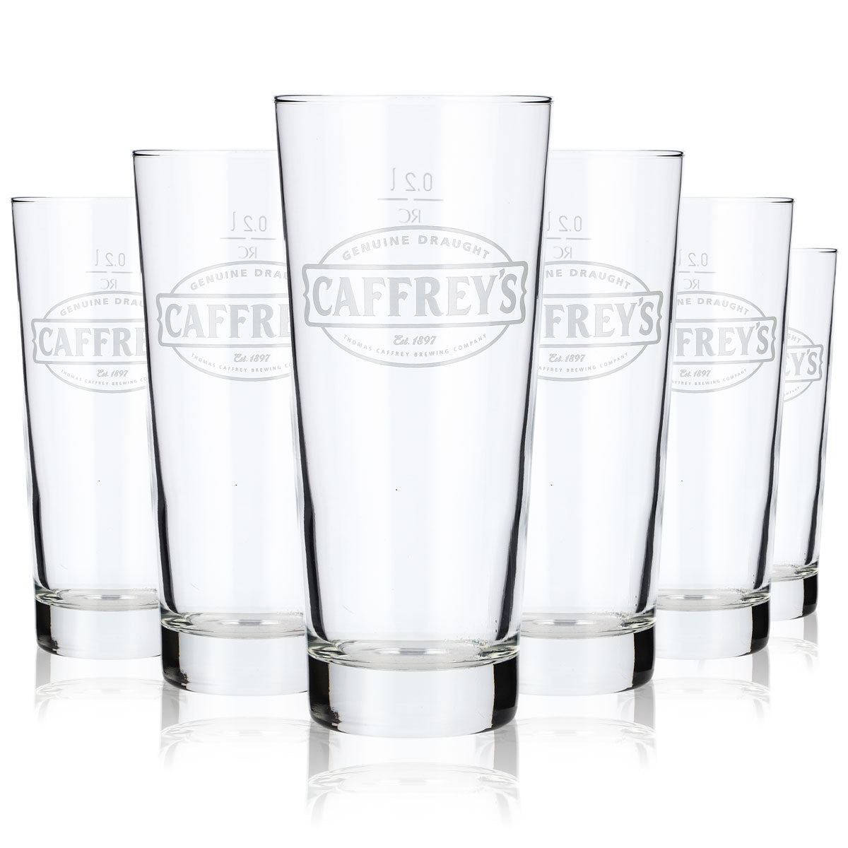 6x Caffreys Glas Gläser 0,2l Bier Biergläser Becher Rastal Frankonia