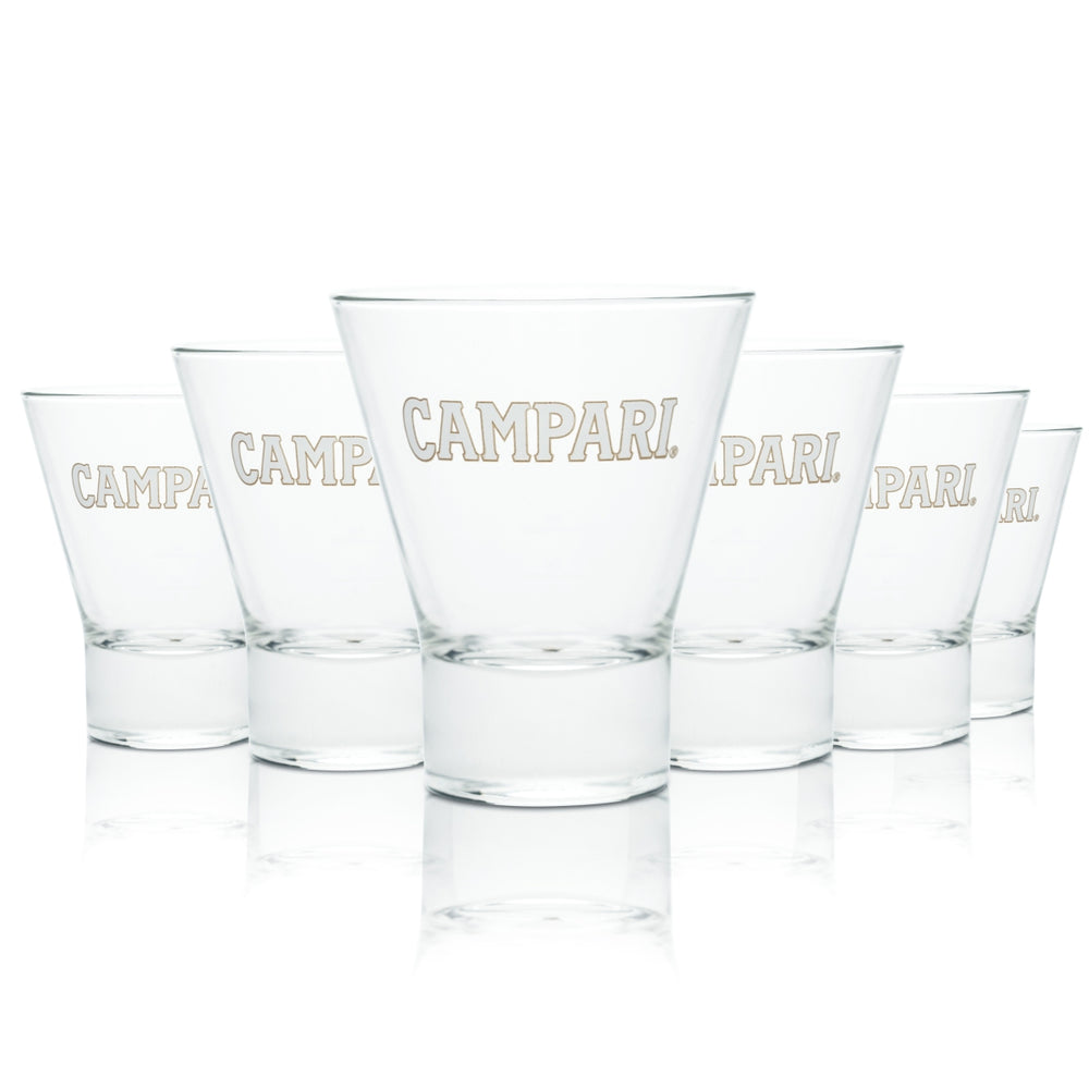 6x Campari Glas 0,25l Tumbler Becher Gläser V-Form Longdrink Spritz Gastro Eiche