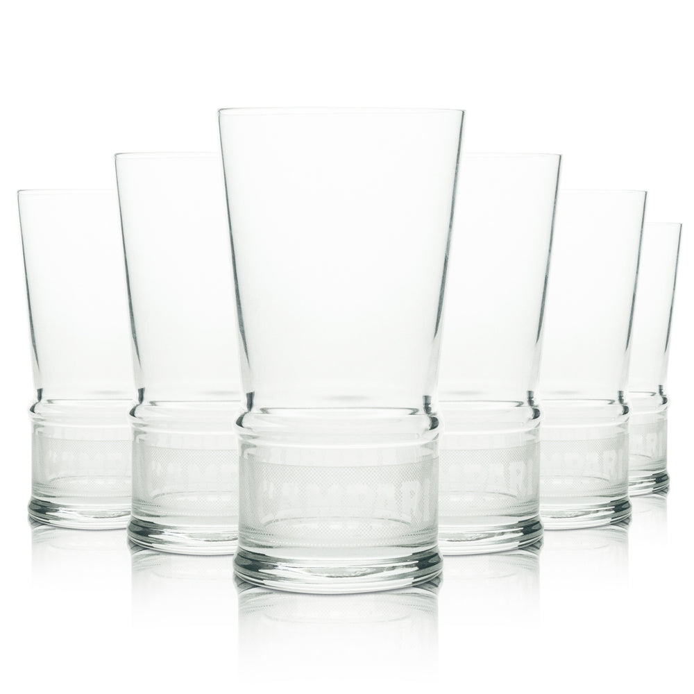 6x Campari Likör Glas Longdrink V-Form unten Logo