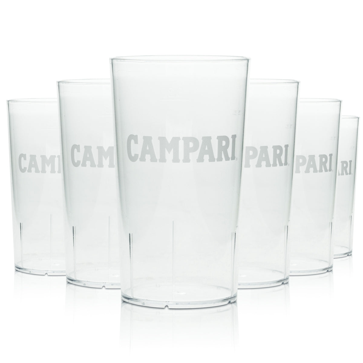 6x Campari Mehrweg Becher 0,3l Glas Kunststoff Festival Party Gläser Plastik