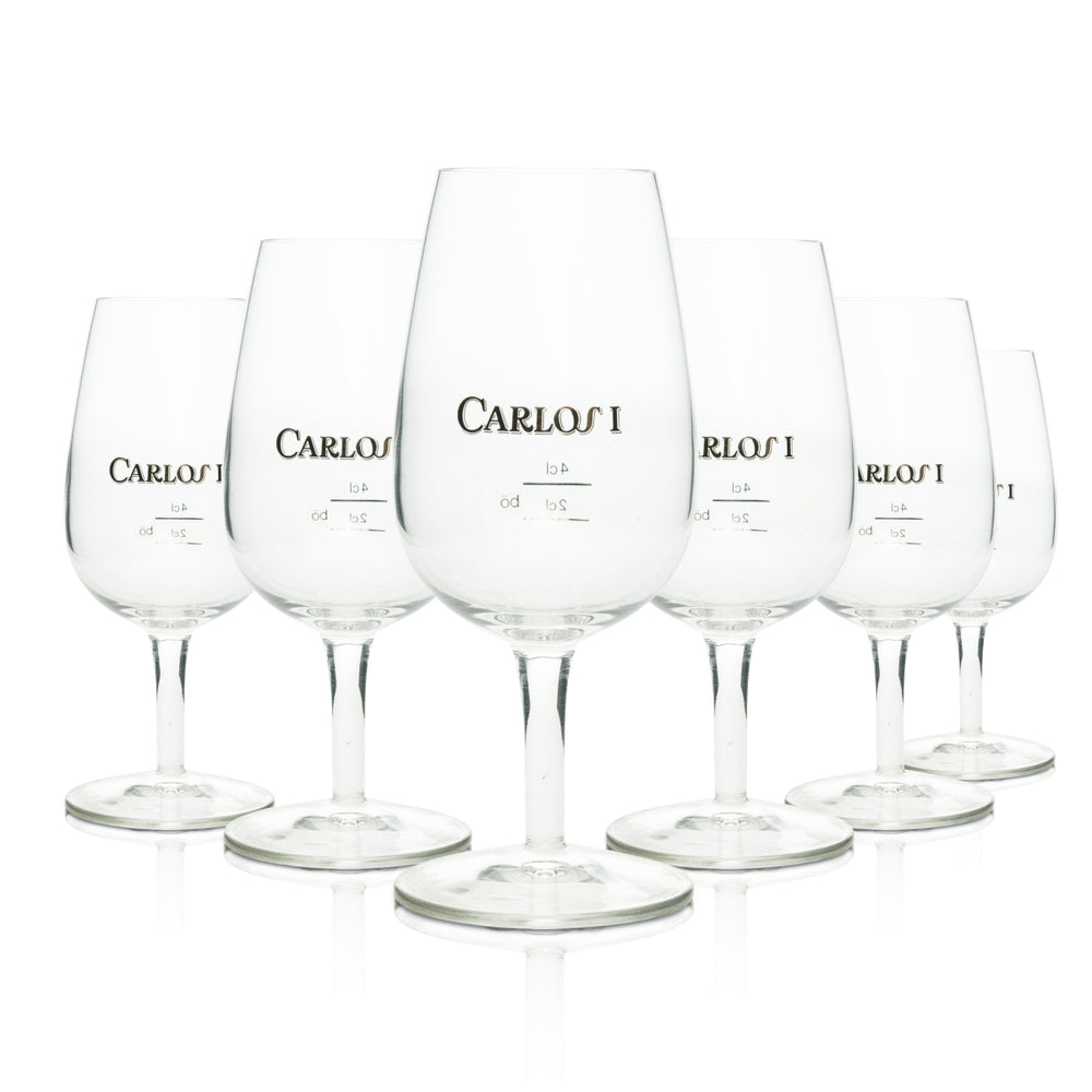 6x Carlos Brandy Glas Tasting Logo Gold 4cl Böckling