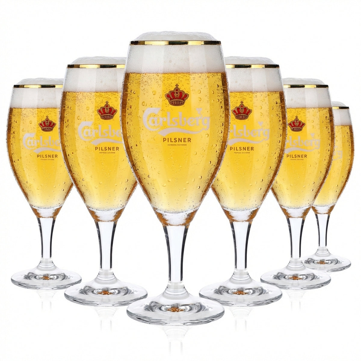 6x Carlsberg Bier Glas 0,25l Biergläser Pokal Schriftzug weiß Ritzenhoff