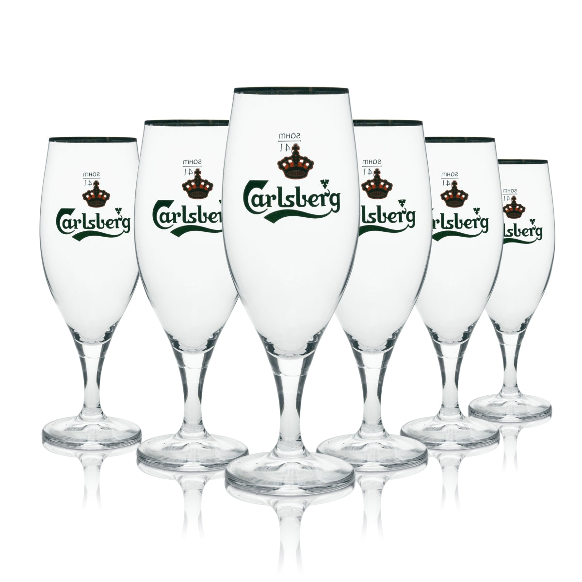 6x Carlsberg Bier Glas Pokal 0,4l Goldrand Sahm