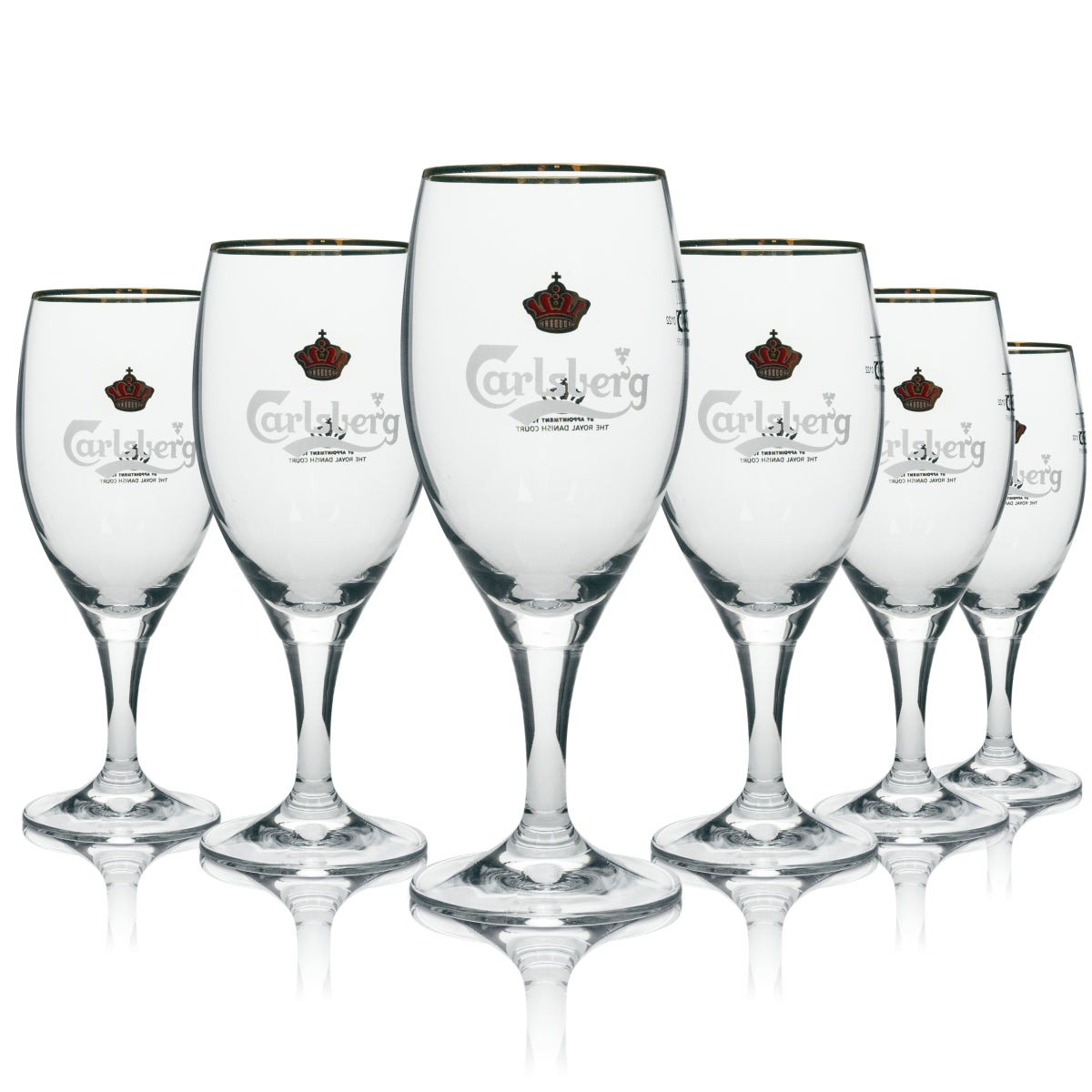 6x Carlsberg Bier Glas Pokal mit Goldrand 200ml Ritzenhoff