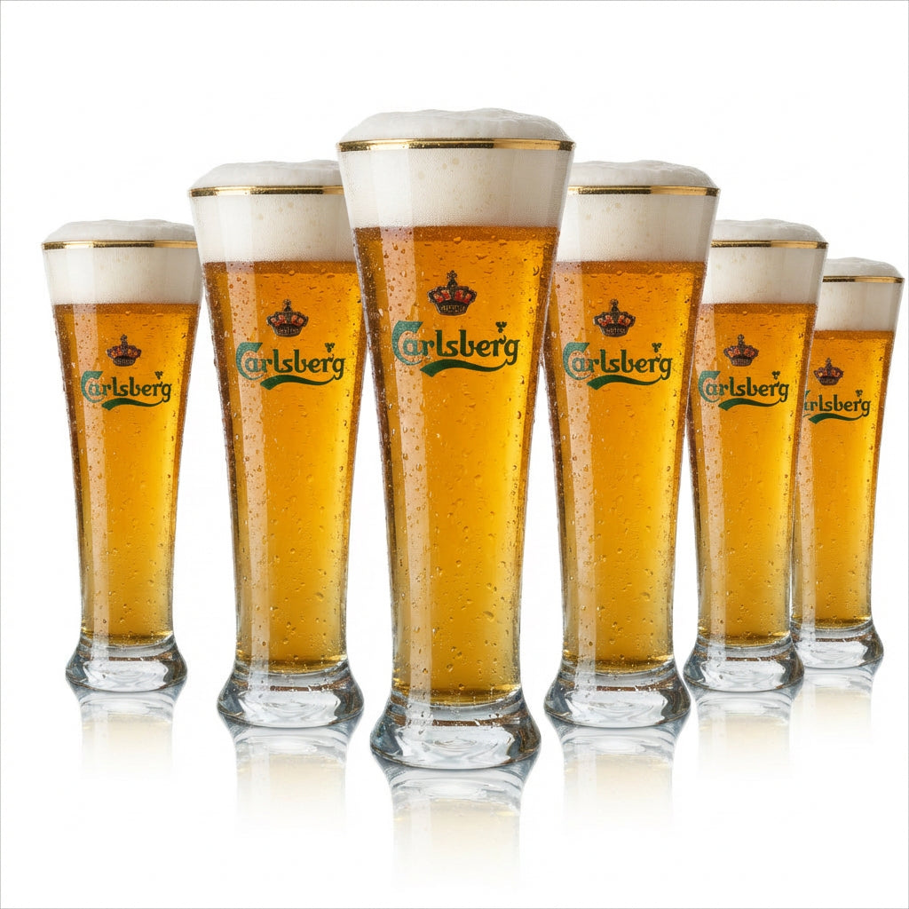 6x Carlsberg Bier Glas Tuborg Tulpe 0,3l Goldrand Ritzenhoff
