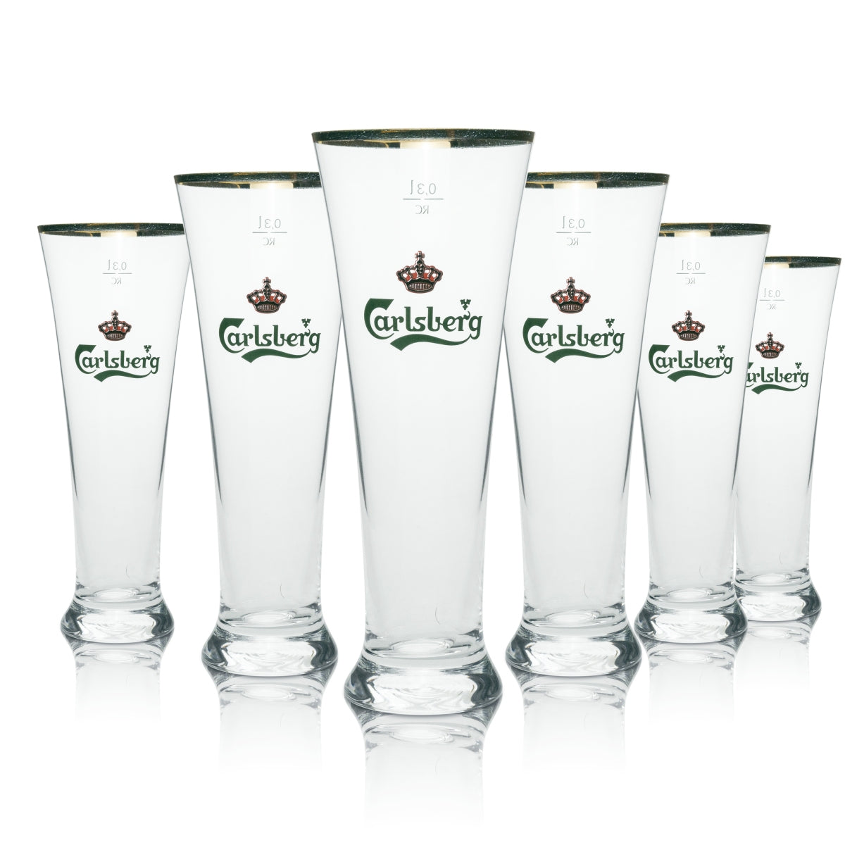 6x Carlsberg Bier Glas Tuborg Tulpe 0,3l Goldrand Ritzenhoff – Ansicht 2