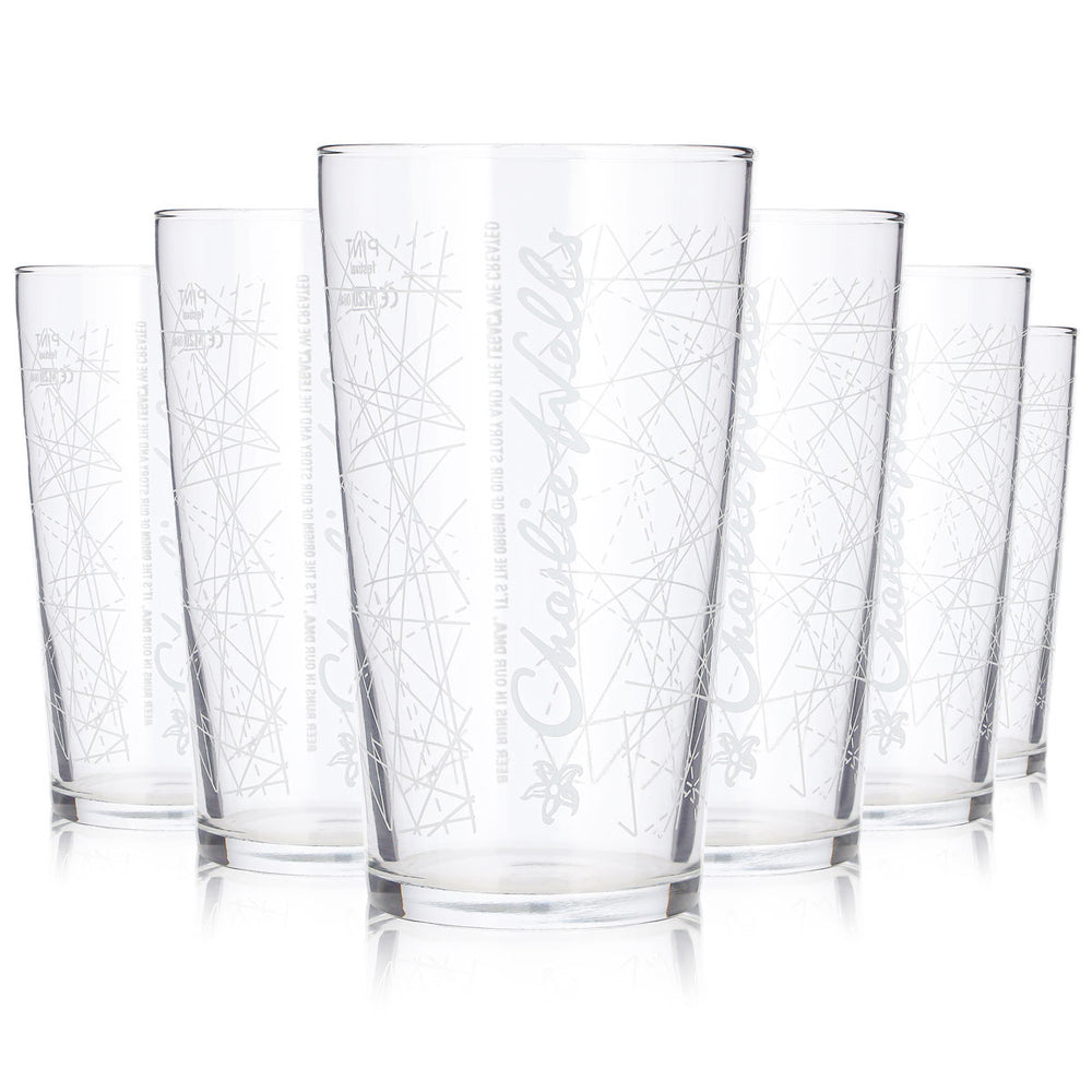 6x Charlie Wells Bier Glas 1 PINT Becher Festival Bierglas Pokalglas (6er Set)