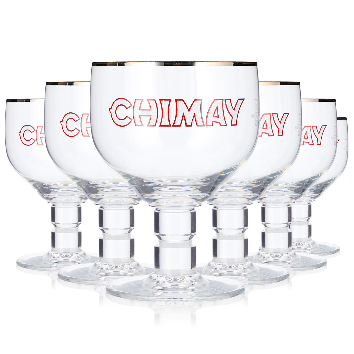 6x Chimay Bier Glas 0,25l Pokal Silberrand Belgien (6er Set)