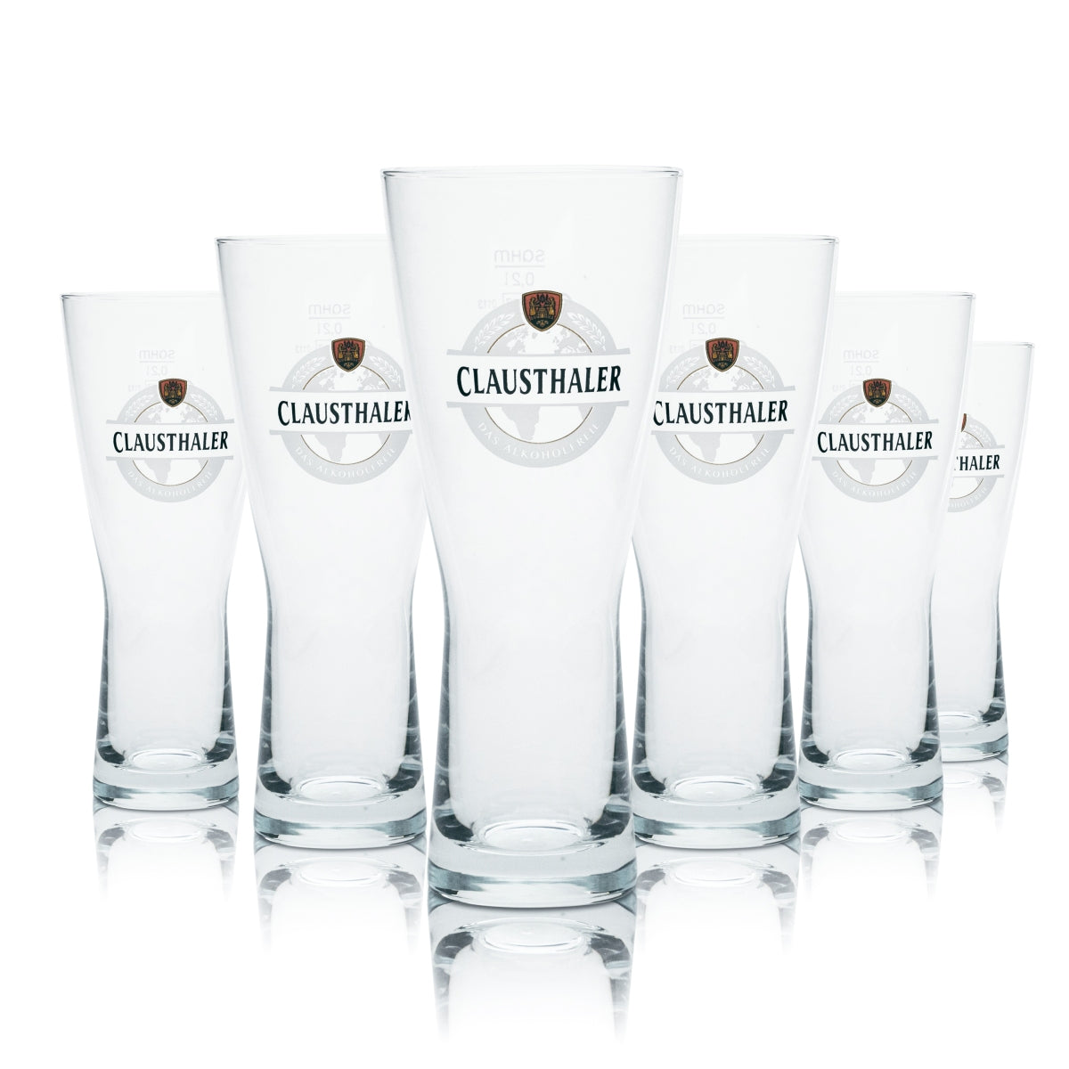 6x Clausthaler Glas 0,2l Becher Pokal Stange Gläser Bier Brauerei Gastro Pils