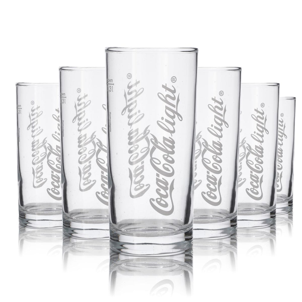 6x Coca Cola Glas Gläser Retro Kult "Coca Cola Light 0,3l Logo Senkrecht