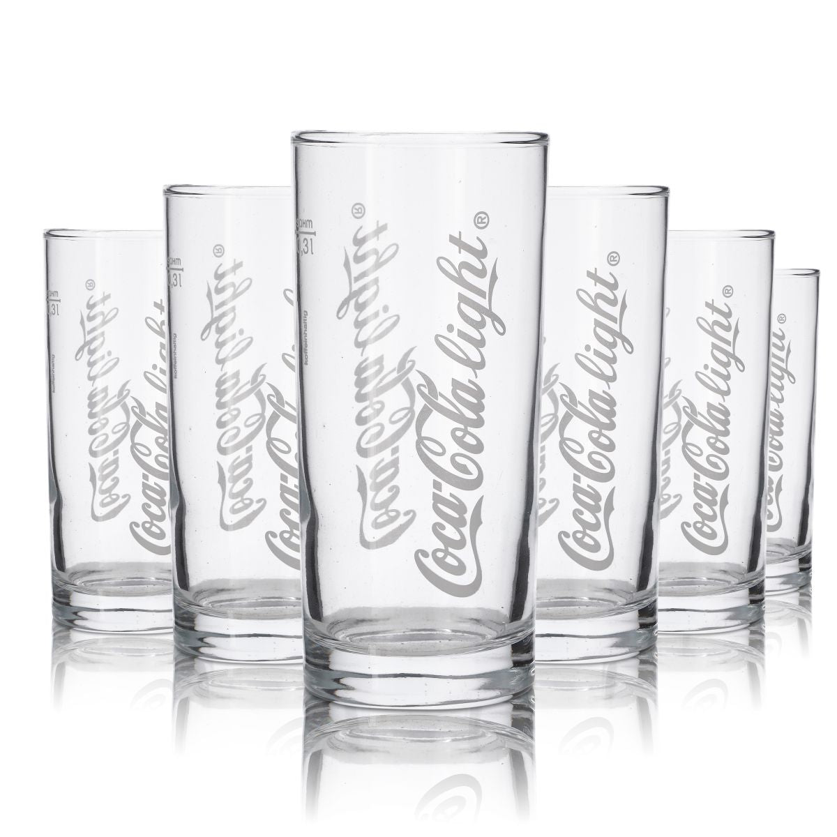 6x Coca Cola Glas Gläser Retro Kult "Coca Cola Light 0,3l Logo Senkrecht