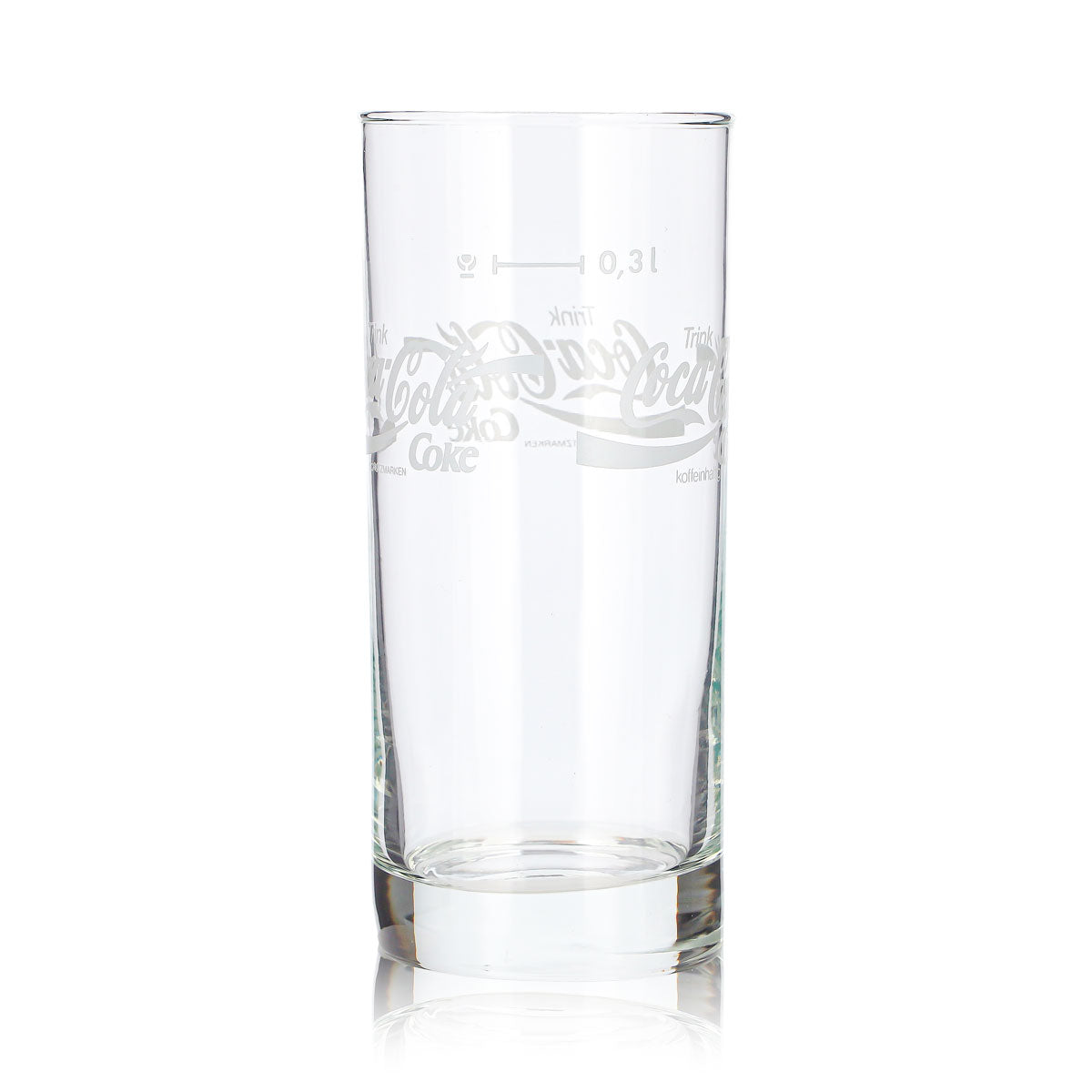 6x Coca Cola Softdrink Glas 0,3l Becher weißes Logo Coke Koffeinhaltig – Ansicht 5