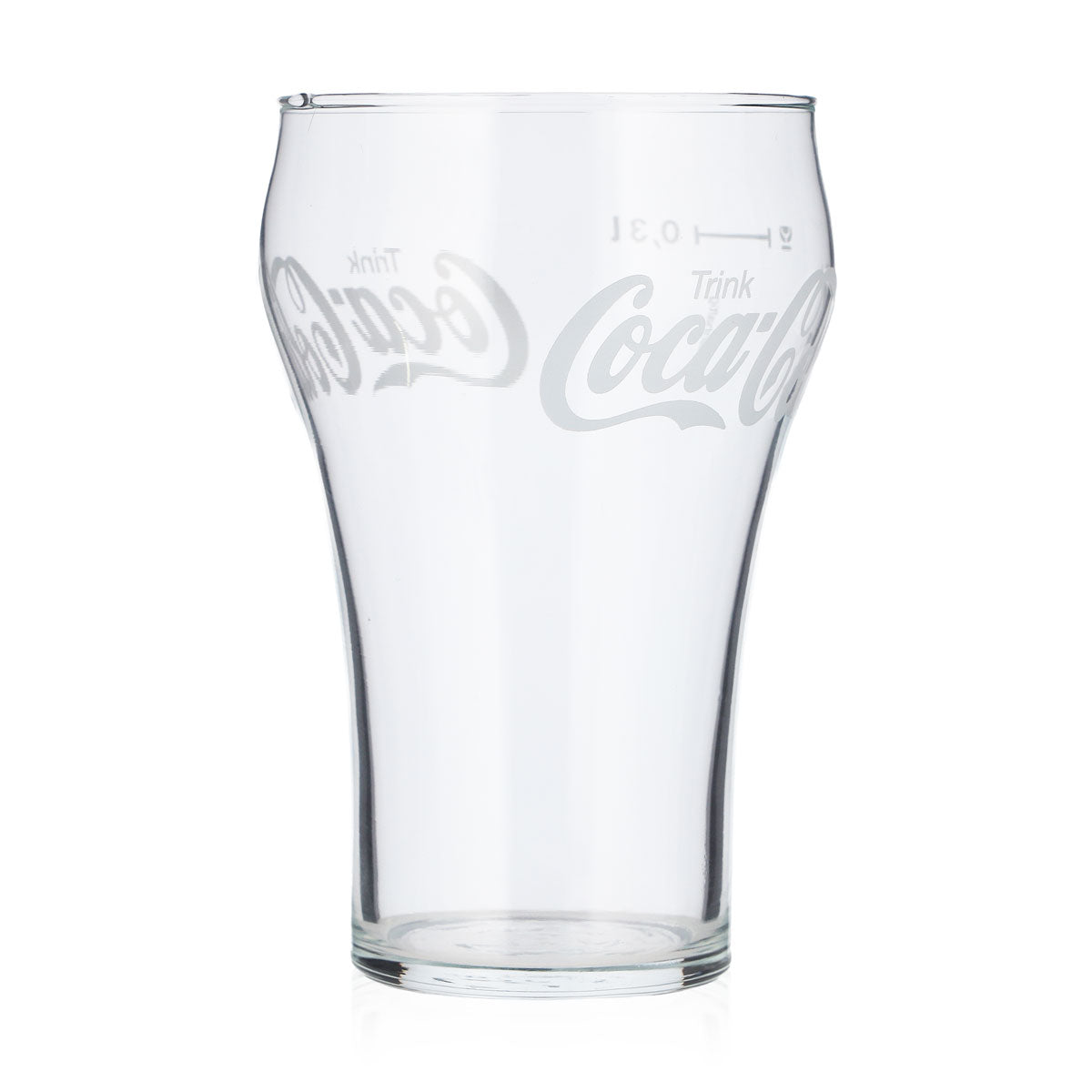 6x Coca Cola Softdrink Glas 0,3l Konturglas weißes Logo (6er Set) – Ansicht 3