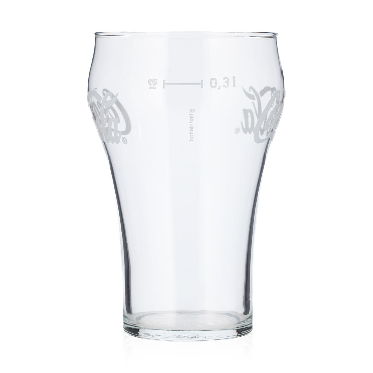 6x Coca Cola Softdrink Glas 0,3l Konturglas weißes Logo (6er Set) – Ansicht 4