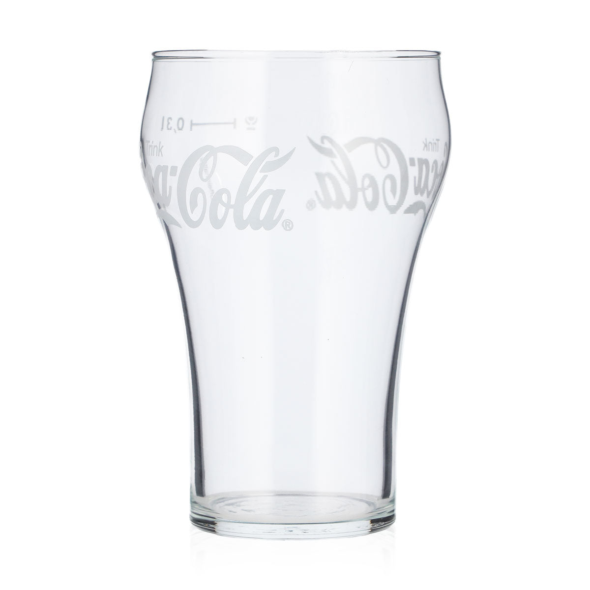 6x Coca Cola Softdrink Glas 0,3l Konturglas weißes Logo (6er Set) – Ansicht 5
