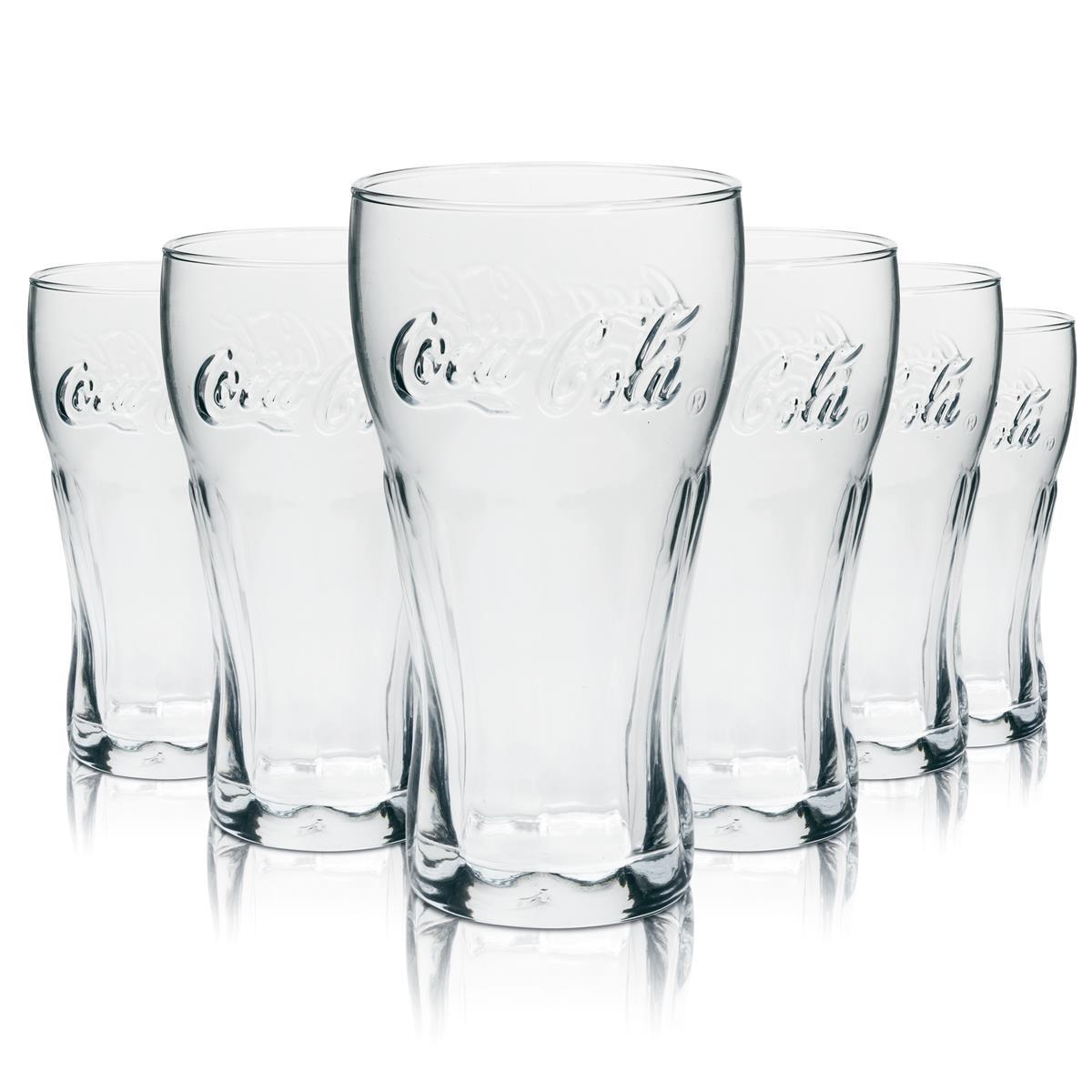 6x Coca Cola Softdrinks Glas 0,3l Relief Geschenkverpackung neu