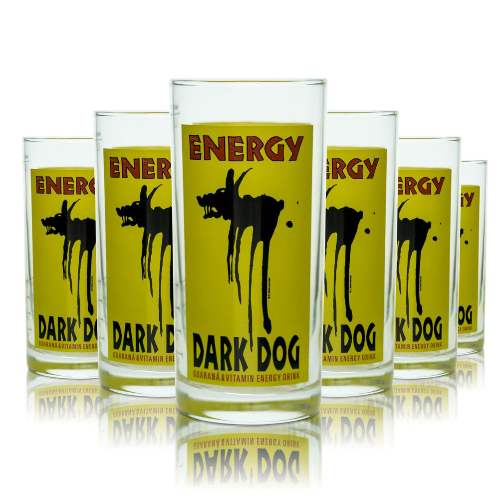 6x Dark Dog Glas 0,25l Bechergläser Longdrinkgläser Trinkgläser Energy Drink