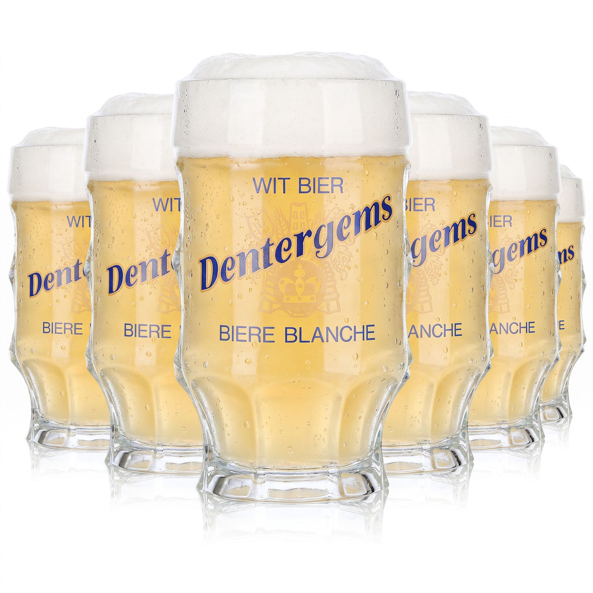 6x Dentergems Bier Glas 0,25l Krug Bierseidel Blauer Schriftzug gelbes (6er Set)
