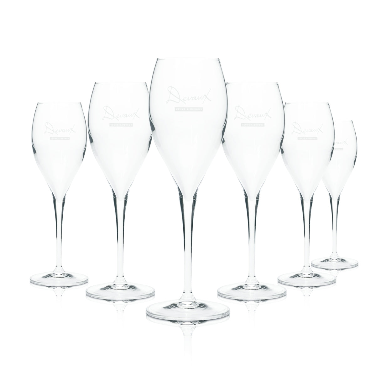 6x Devaux Champagner Glas 0,1l Flöte Schale Wein Sekt Gläser France Veuve Bar